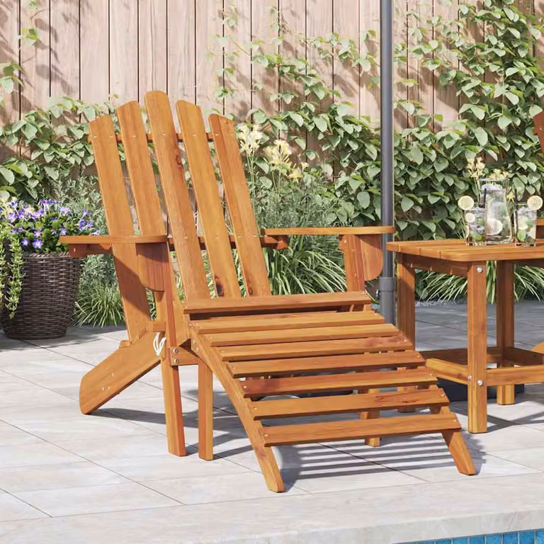 Sedia da Giardino Adirondack con Poggiapiedi vidaXL in Legno di Acacia Trattato, Colore Marrone