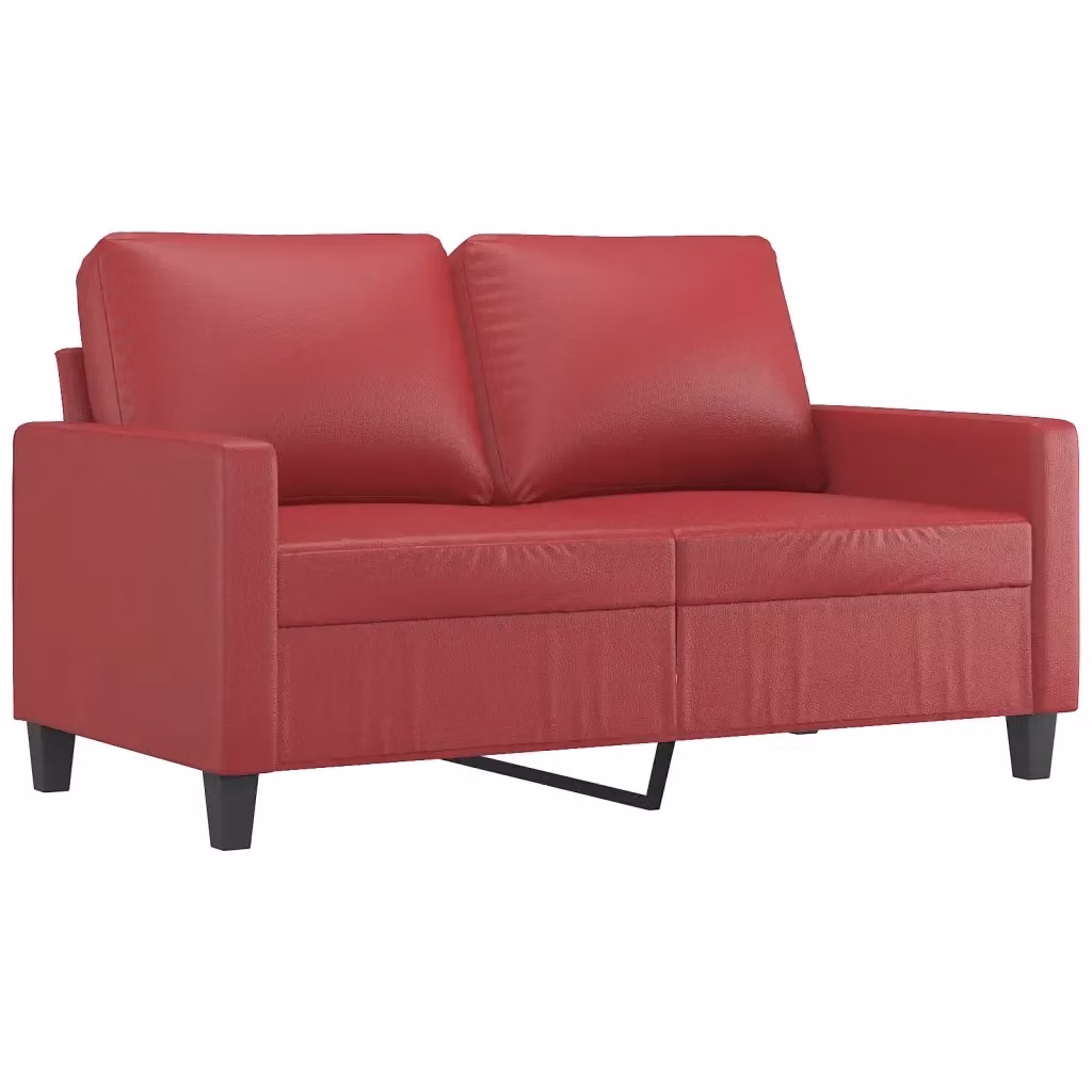 Divano a 2 posti moderno vidaXL in similpelle rosso con struttura in metallo – 2