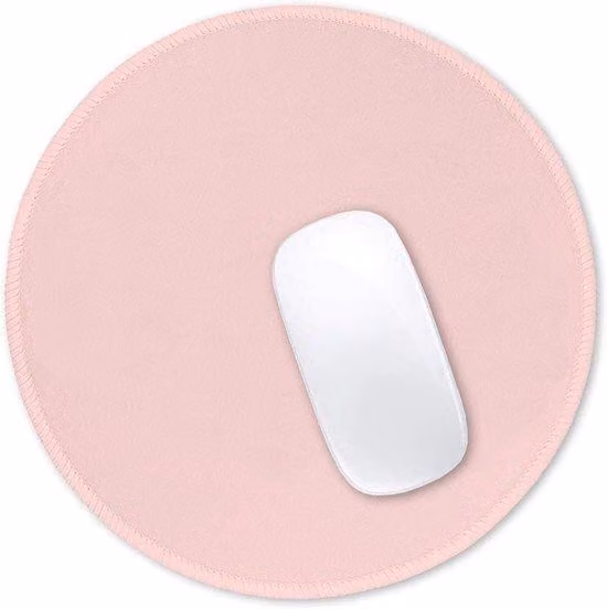 Tappetino rotondo e rialzato per scrivania da computer con texture, rosa, bordo ricamato, antiscivolo, in gomma impermeabile, per ufficio, casa, gaming, laptop, uomini, donne, bambini