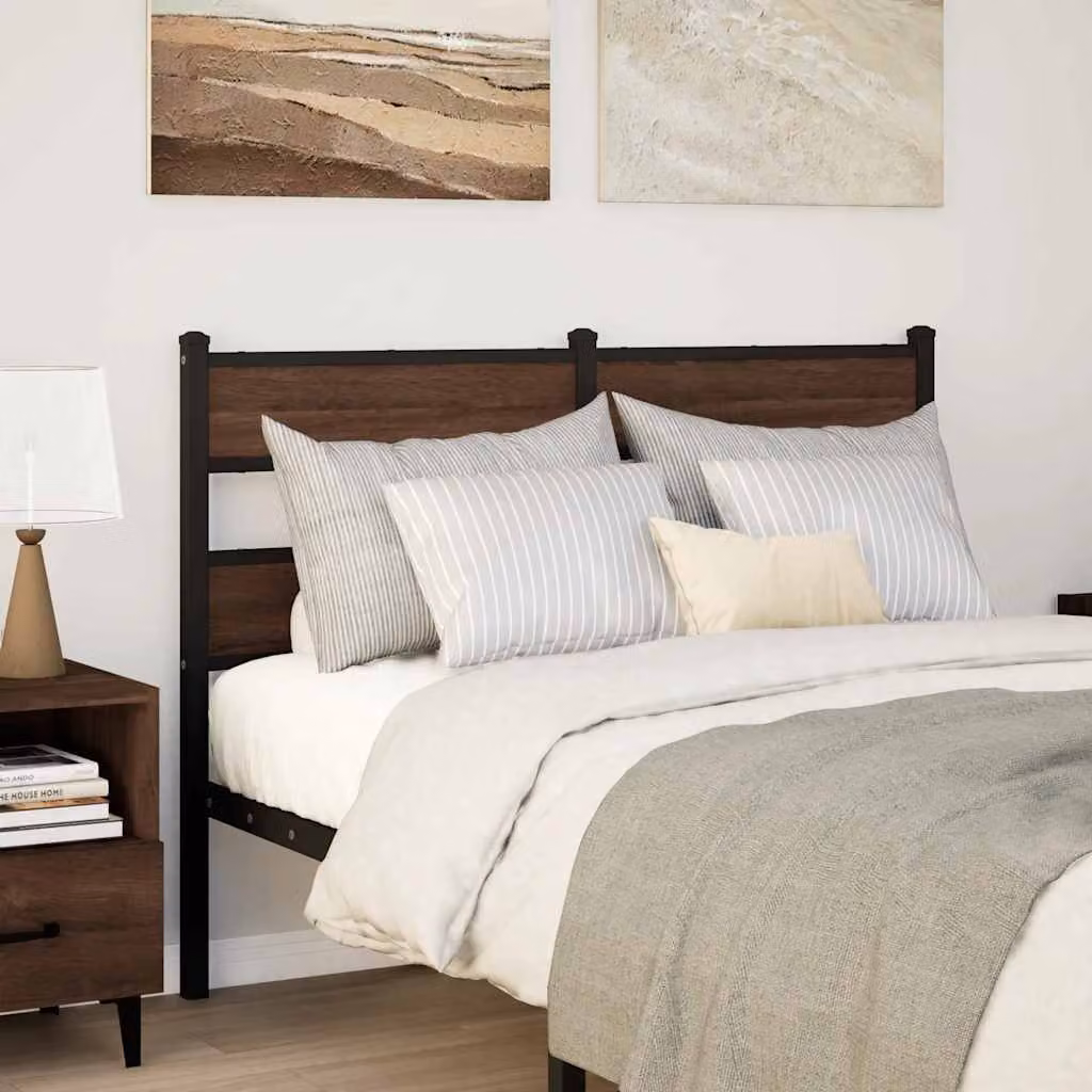Testiera di ricambio vidaXL in rovere marrone con acciaio e truciolato, L: 120 cm x H: 91,5 cm x P: 20 cm