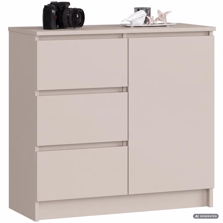 Comò JERRY Cashmere 80 cm 1 anta 3 cassetti 2 ripiani 80x35x77 cm