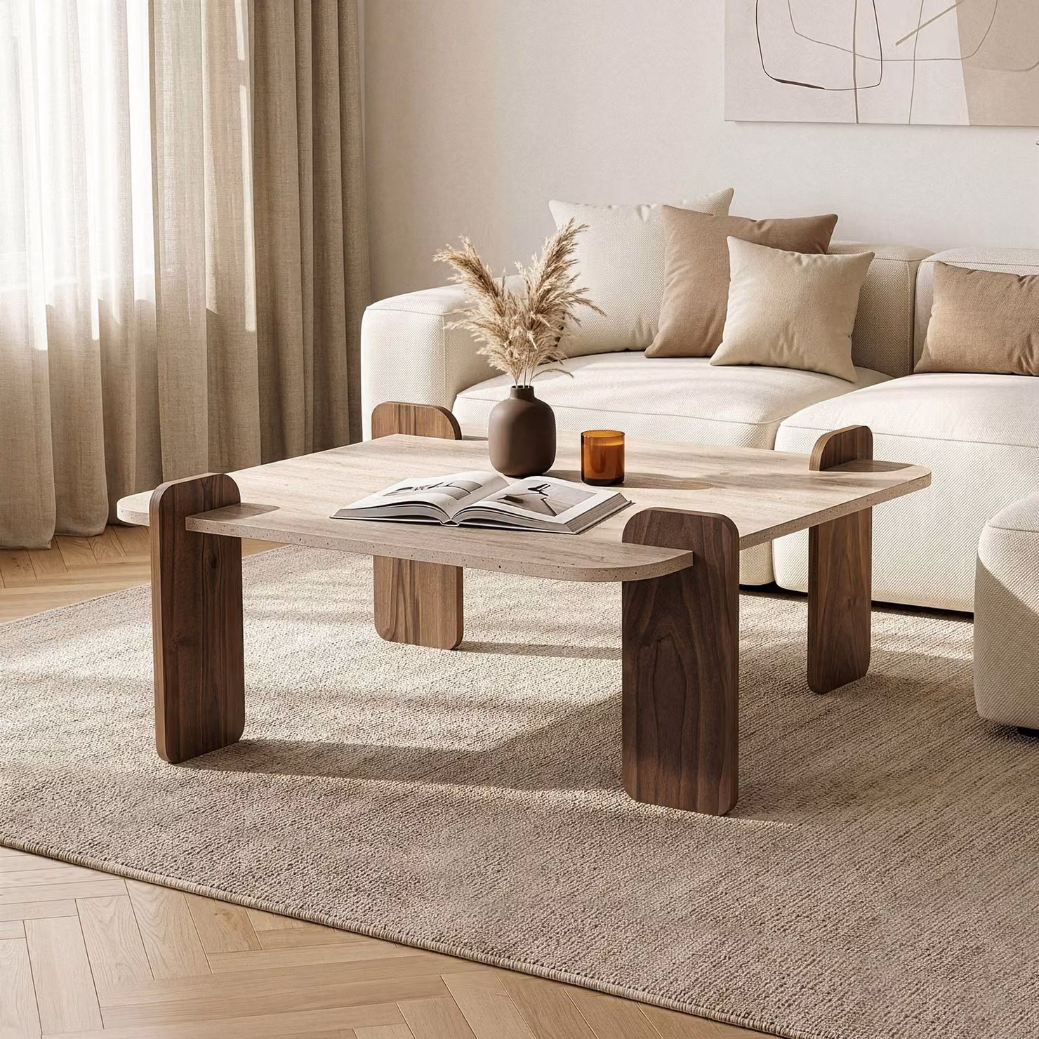Skye Decor, Tavolino modulare di alta qualità (3 pezzi) - Rovere Saphir, 100% melaminico, 117 cm