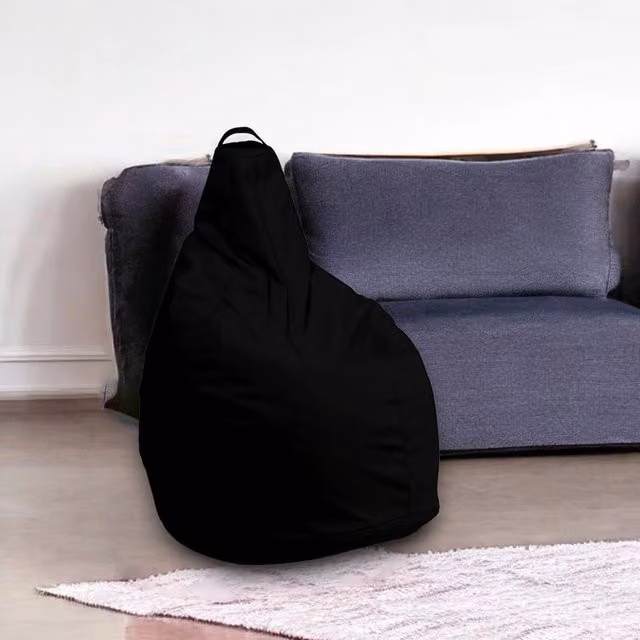 Pouf Agordo Talamo Italia, Poltrona sacco multiuso in ecopelle nera, L 90 x P 90 x H 120 cm