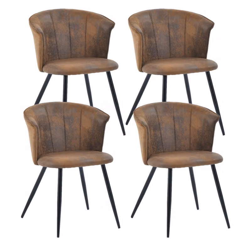 Meubles Cosy Set da 4 poltrone da sala da pranzo in stile industriale in Similcuoio scamosciata – DONCIC