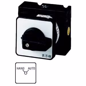 Commutatore Eaton, T3, 32 A, da incasso, 3 moduli, contatti: 6, 90°, con scatto, senza posizione zero, MANUALE-AUTOMATICO, codice articolo 15453 090343