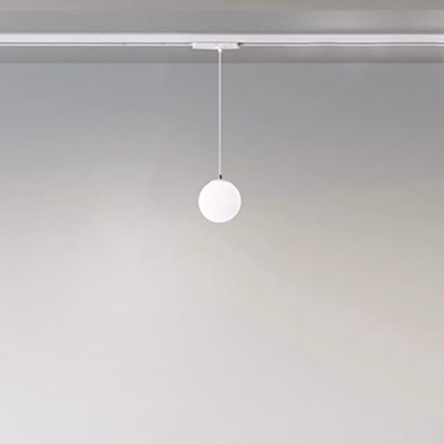 Lampada a sospensione moderna Perenz Illumina con binario in metallo bianco e vetro trasparente, LED 16W 3000K warm white
