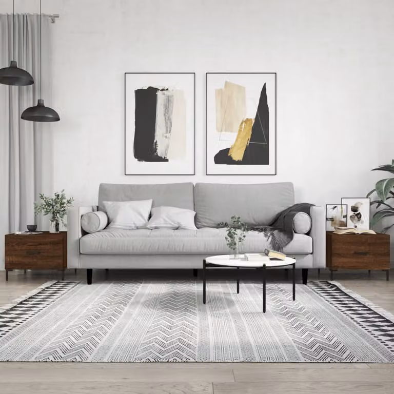 Set di 2 tavolini da salotto vidaXL in legno e metallo, colore rovere marrone, L/P/H: 50 x 50 x 40 cm