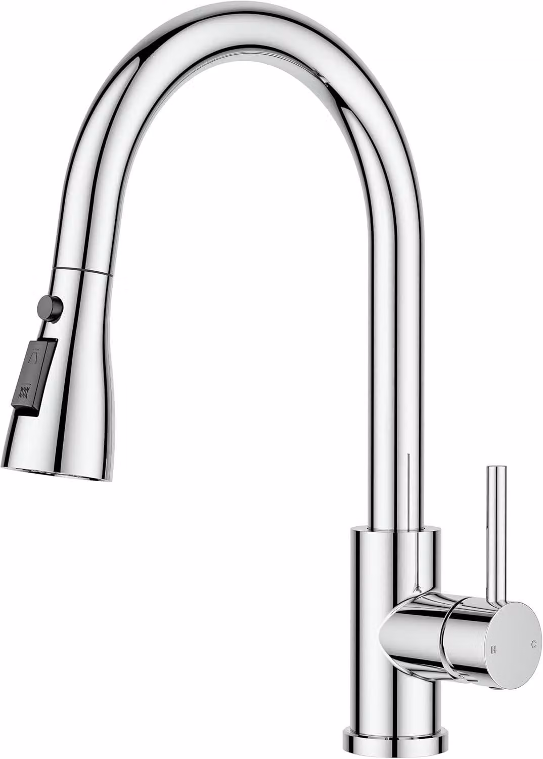 Miscelatore da cucina con doccetta estraibile, cromato, con 2 tipi di getto, girevole a 360°, per lavello