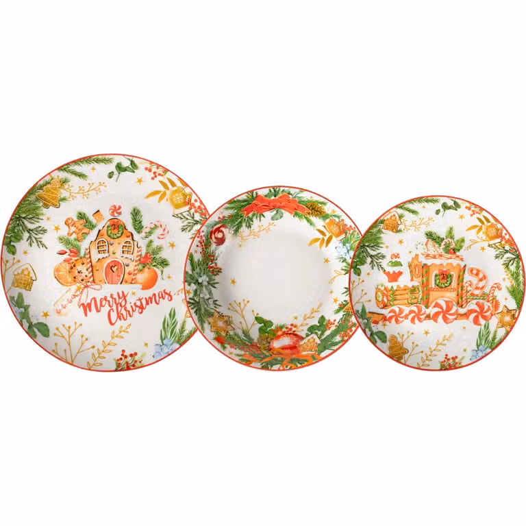 Servizio di piatti Christmas Cookies Vestiamo Casa in porcellana multicolore, 18 pezzi