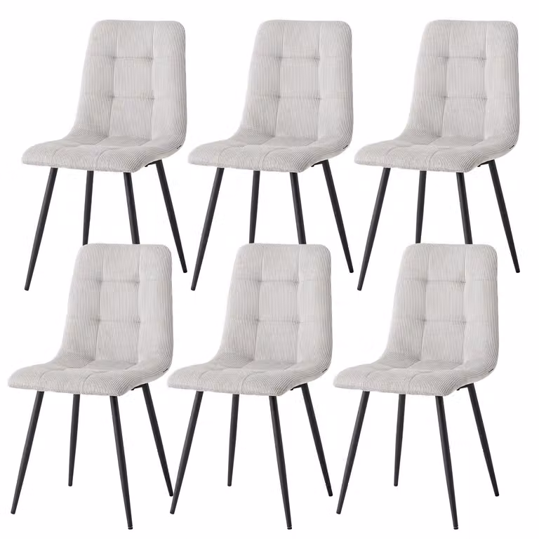 Set di sedie da pranzo - Sedie da pranzo moderne - 6 pezzi - Rivestimento in corda - Imbottite - Gambe in metallo - Senza braccioli - Grigio