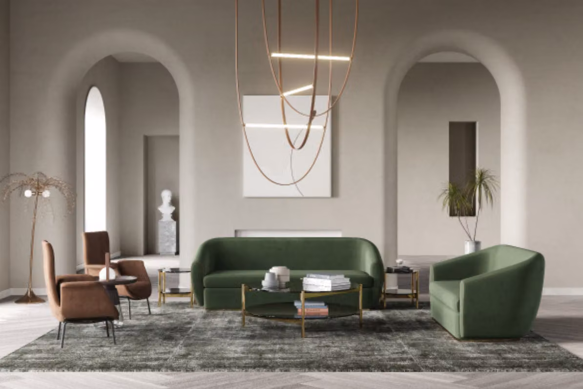 Sofagarnitur 3+3 Sitzer Grüne Sofa Garnituren Leder Sofas Couchen Polster Sitz