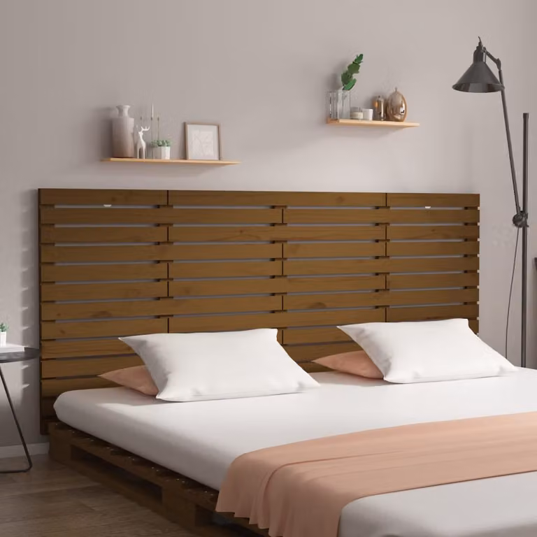 Testiera da parete vidaXL in legno massello di pino, colore marrone, L: 166 cm, P: 3 cm, H: 91,5 cm