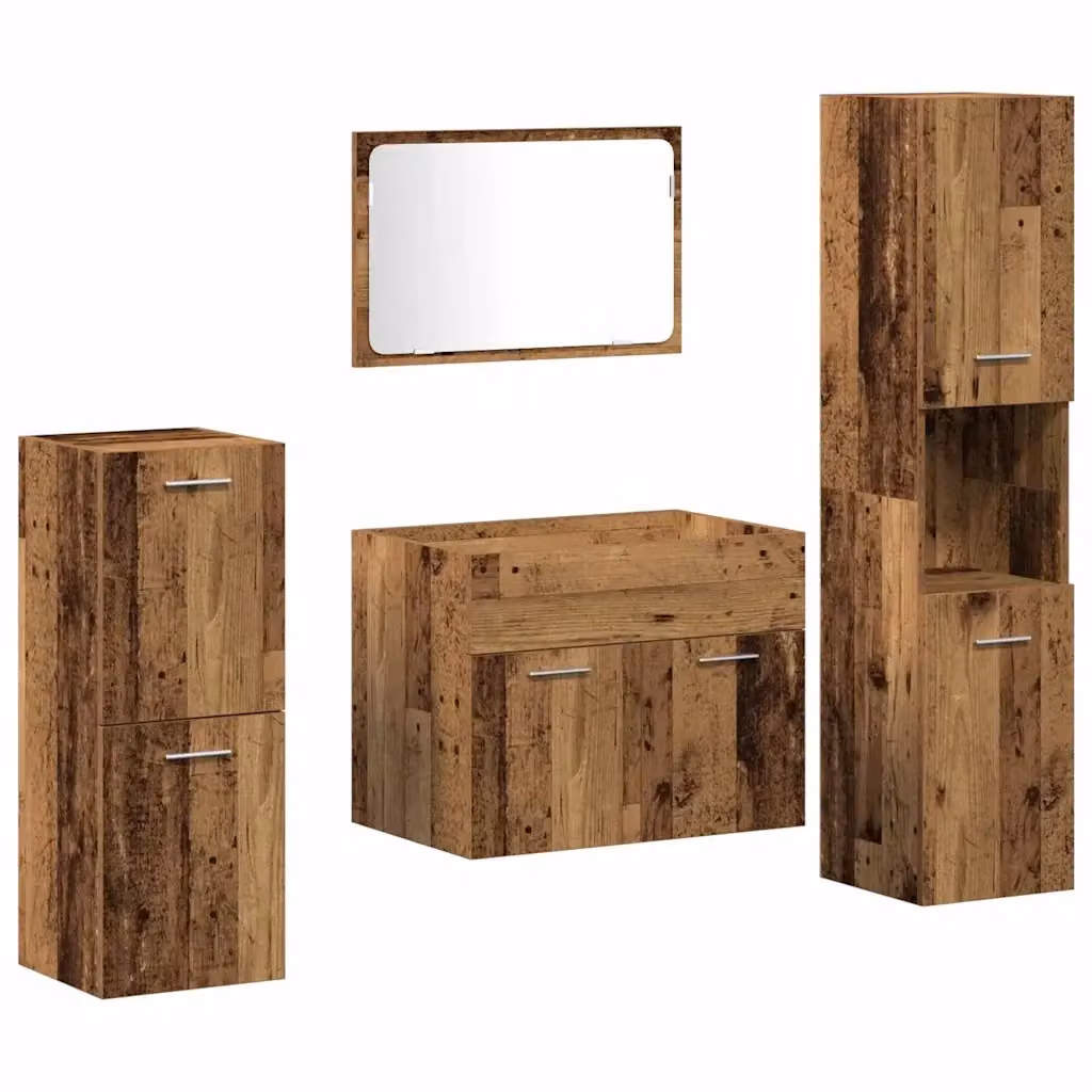 Set di mobili per il bagno moderno vidaXL in legno e metallo marrone con specchio L/P/H: 41 x 38,5 x 46 cm – 2