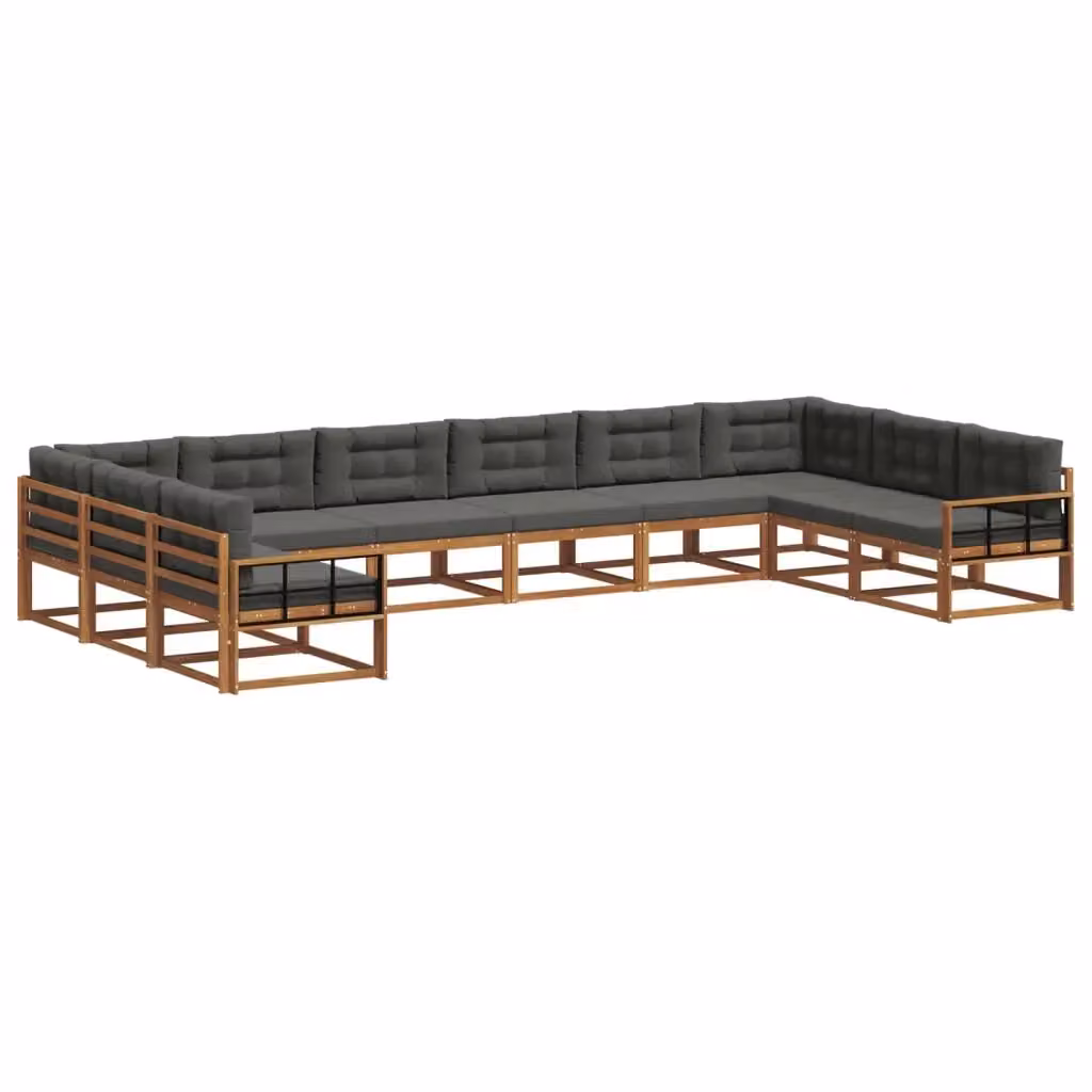 Set di divani da esterno a forma di U vidaXL in legno di acacia con cuscini beige e antracite – 2
