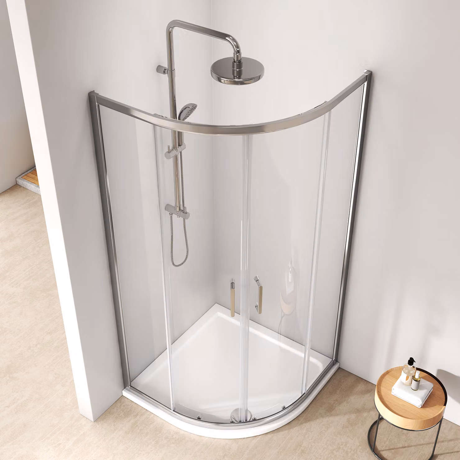 EMKE cabina doccia con porta scorrevole 90x90x195cm ingresso angolare doccia rotonda porta doccia rotonda ESG Nano schermo doccia in vetro