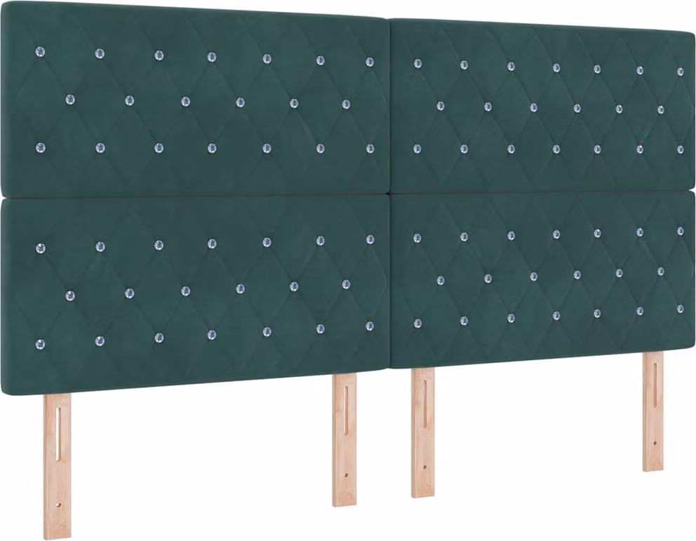 Testiera LED con strisce luminose LED verde scuro 180 cm velluto