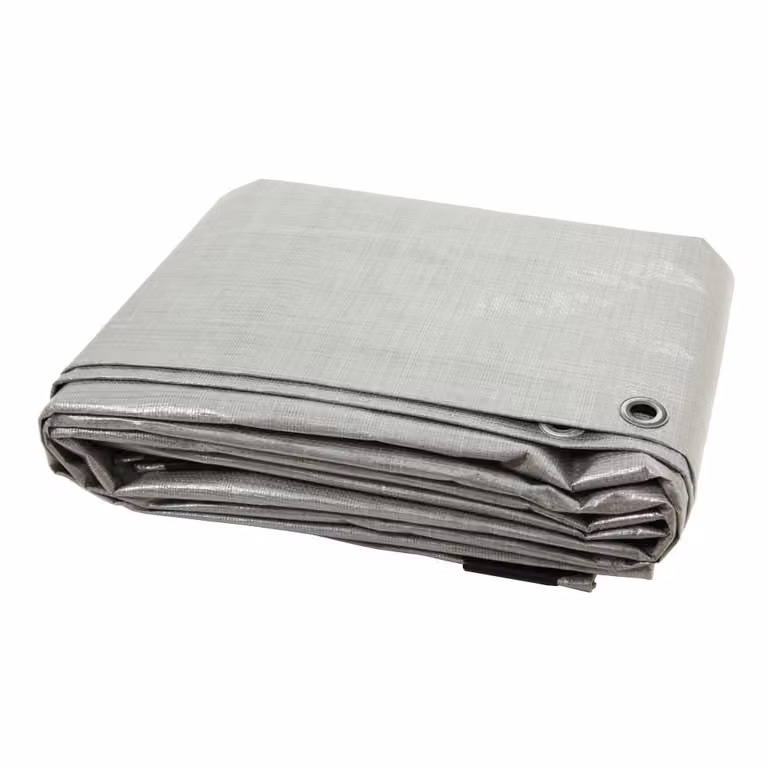 Telo protettivo da 160 g/m², colore argento, dimensioni 6 x 12 metri, impermeabile. Telo con occhielli, adatto per uso industriale, edile, nautico, per piscine, camion, legno, imbarcazioni, campeggio. Venduto al metro. Adatto per sabbiera, mobili da ester