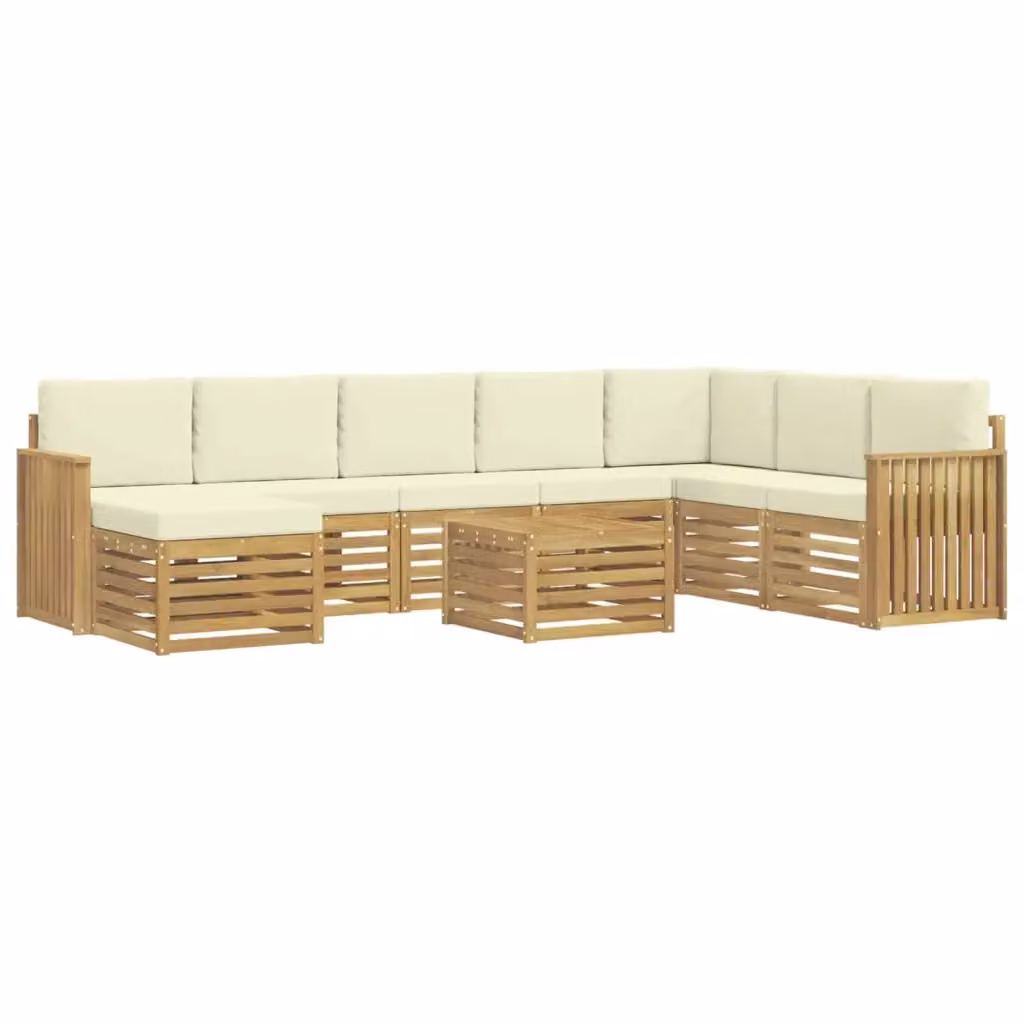 Set di divani ad angolo vidaXL in legno di acacia massello con cuscini beige per giardino e terrazzo – 2