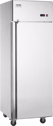 Congelatore Verticale Professionale Vevor a Porta Singola in Acciaio Inossidabile Argento, L/P/H: 68,5 x 80 x 211 cm