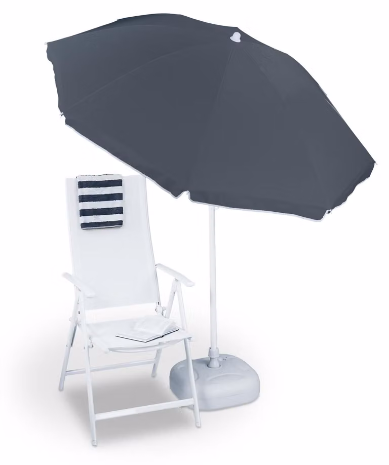 Ombrellone da giardino parasole - 180 cm di apertura - Poliestere - Grigio - Con inclinazione