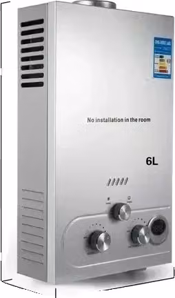 Scaldabagno a gas GPL, con capacità da 6 a 18 litri, potenza da 12 a 36 kW, modello da 6 litri e 12 kW