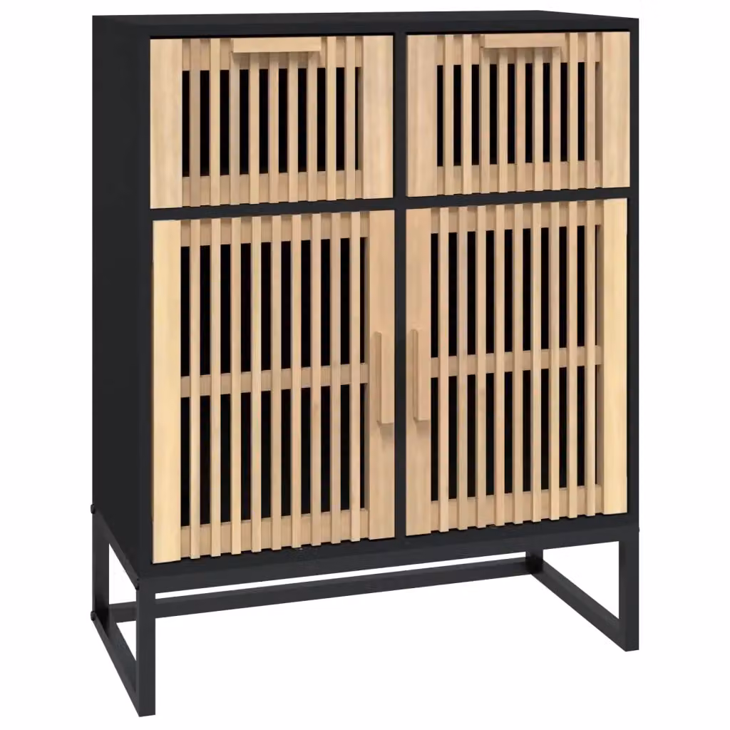Credenza nera a parete vidaXL in legno e metallo per sala da pranzo L: 60 cm, P: 30 cm, H: 75 cm – 2