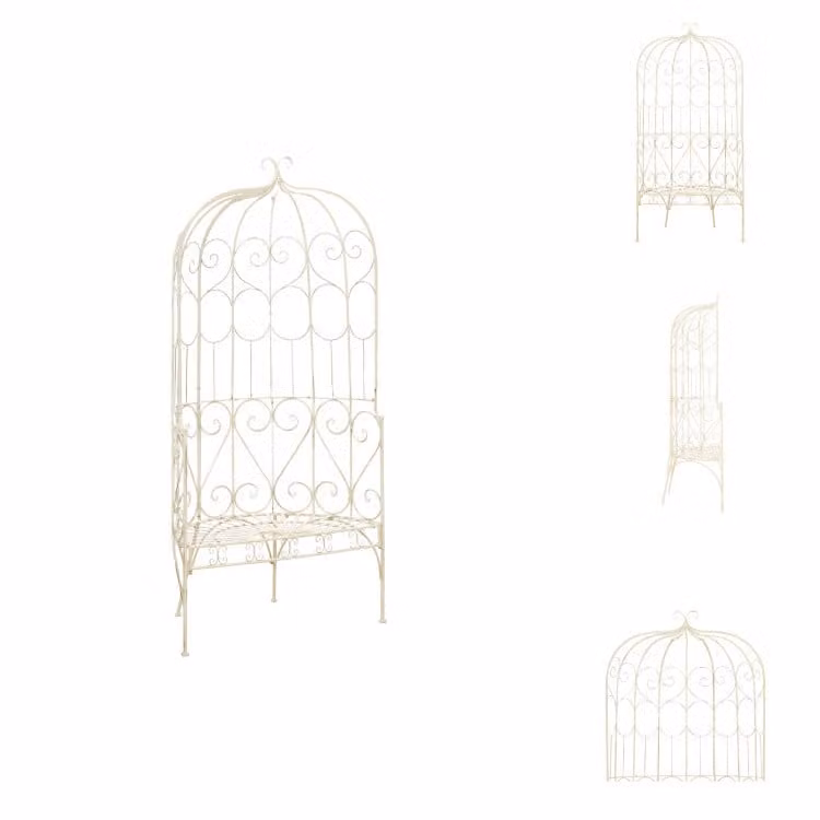 vidaXL Panchina da giardino 95 cm in ferro bianco antico - Panchine da giardino