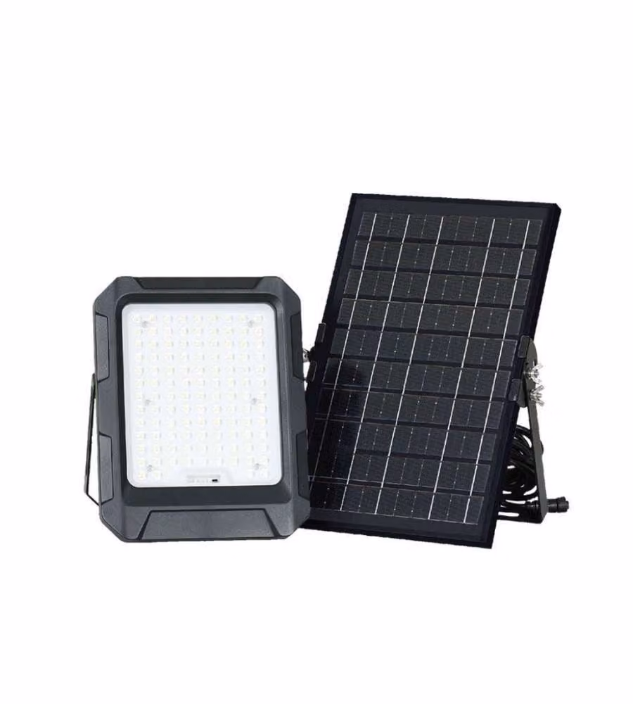 V-TAC Faro LED con Telecomando e Pannello Solare 10W Batteria sostituibile Cavo da 3m Colore Nero 4000K