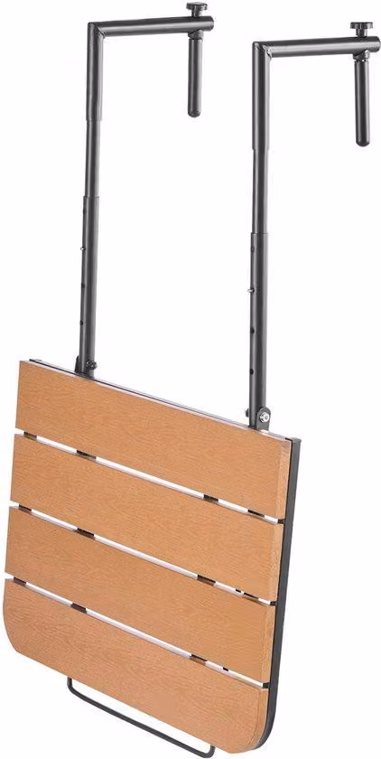 Tavolo da esterno sospeso, dimensioni 63,5 x 61 cm, tavolino pieghevole, altezza della seduta regolabile in 4 posizioni, da 2,5 cm a 21 cm, ideale per terrazza e balcone