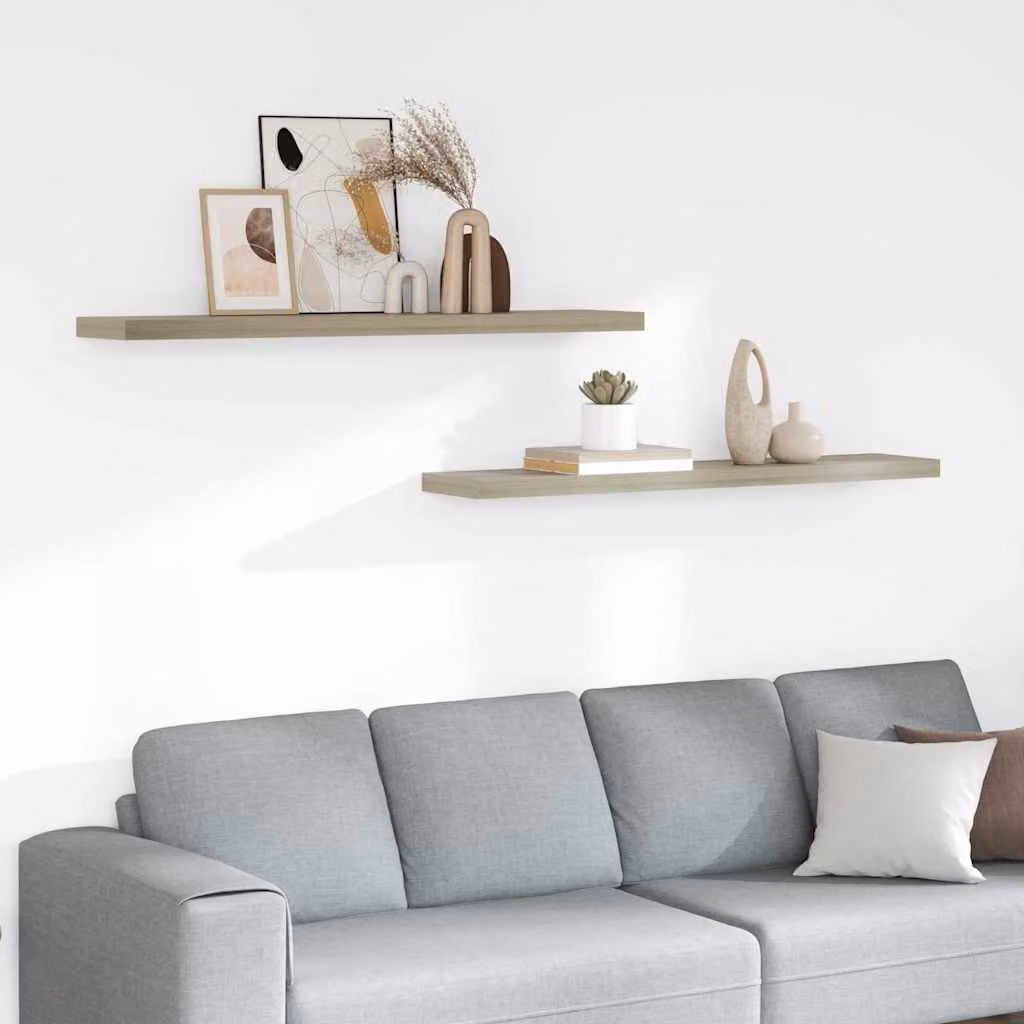 Set di 2 Scaffali a Parete vidaXL in MDF e Metallo, Colore Marrone, L 120 x P 23,5 x H 3,8 cm