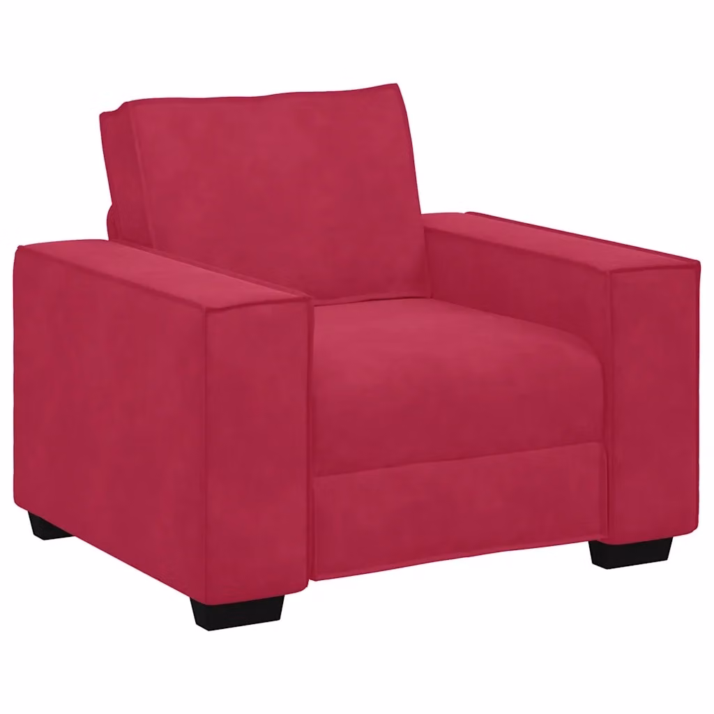 Divano Sedia vidaXL in Velluto Rosso con Braccioli L/P/H: 100 x 78 x 84 cm – 2