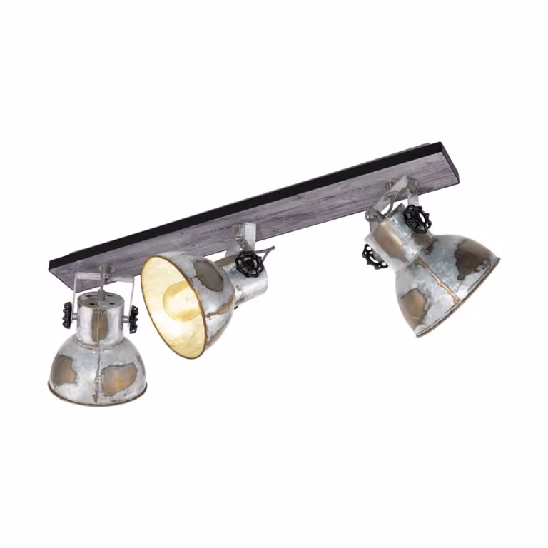 Spot Rustico Country Barnstaple Legno Marronemarrone Patinato 3 Luci E27 40W