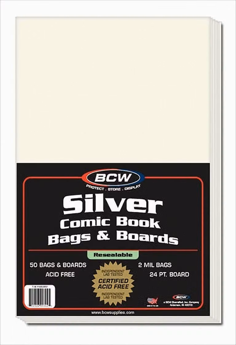 Bcw sacchetti e cartoncini richiudibili per fumetti in argento (50 ct.)