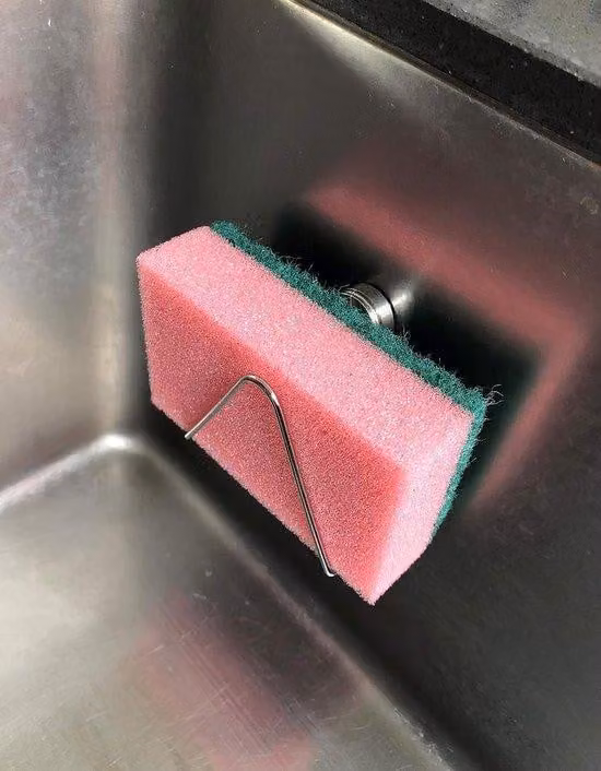 Portasponge magnetico, in acciaio inossidabile, igienico, spessore 2,5 cm, adatto per spugne sottili