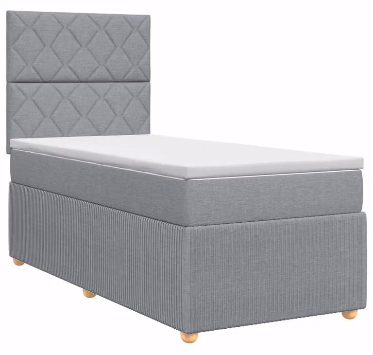 Letto a molle con materasso grigio chiaro 100 x 200 cm in tessuto