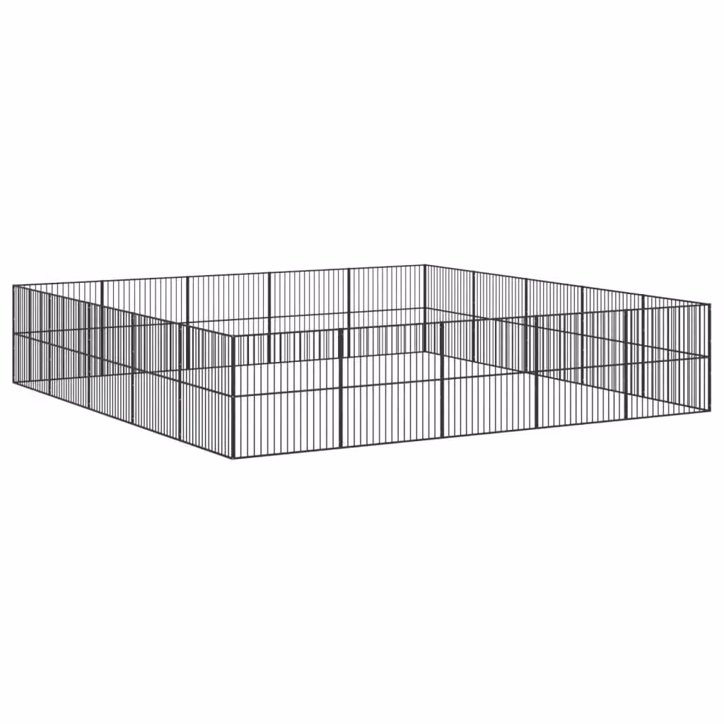 Box per cani VIDAXL in metallo nero opaco con 20 pannelli – 2