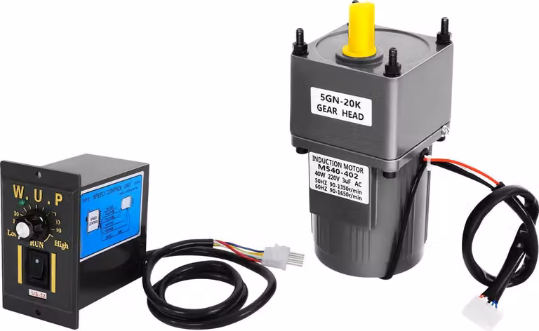 Kit motore con riduttore - Motore asincrono monofase AC - Velocità regolabile da 0 a 68 giri/min - Alto momento torcente - Con riduttore e regolatore di velocità - 40 W