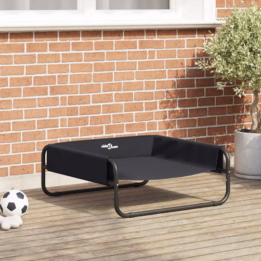 Letto per cani vidaXL nero con struttura in metallo e base rialzata L: 75 cm, P: 75 cm, H: 30 cm
