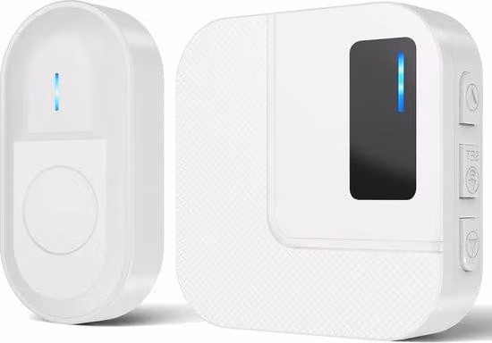 Citofono elettronico wireless con portata di 300 metri - Impermeabile per uso esterno - 55 melodie - 5 livelli di volume - LED blu-bianco