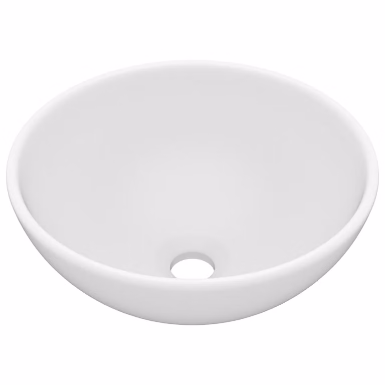 Lavandino Lusso Rotondo Bianco Opaco 32,5x14 cm in Vetroceramica