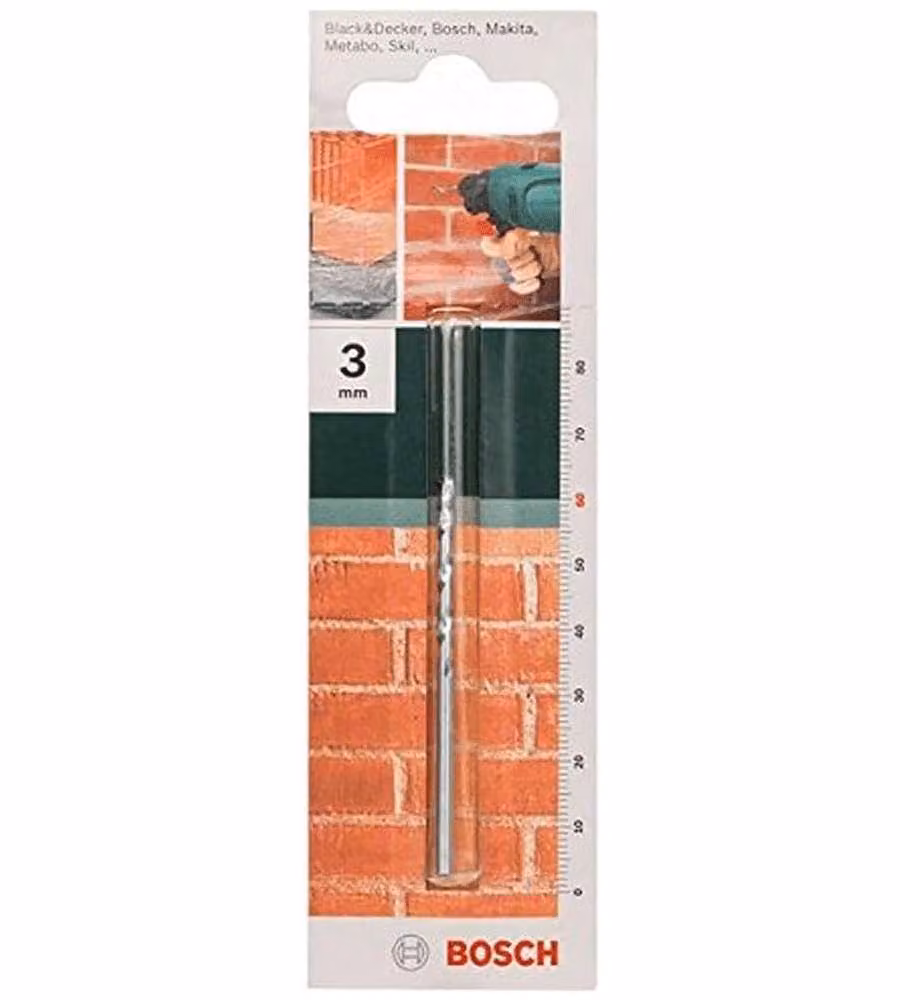 Bosch Punta per Muro 3 mm - Metallo - Gambo Cilindrico - Spirale