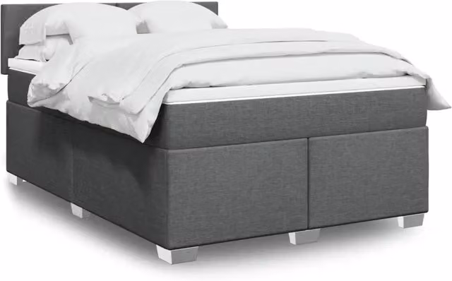 Giroletto a Molle con Materasso Grigio Scuro 140x190 cm Tessuto 3285877