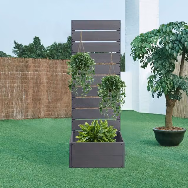Fioriera con Spalliera Heerde en.casa in WPC Grigio L: 150 cm, P: 56 cm, H: 38 cm