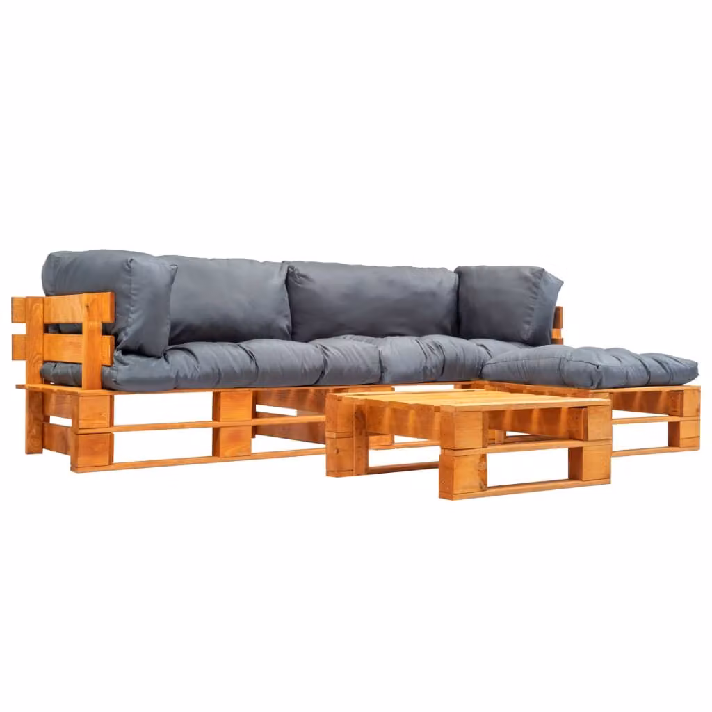 Maison Exclusive - Set da giardino da 4 pezzi realizzato con pallet e cuscini grigi in legno