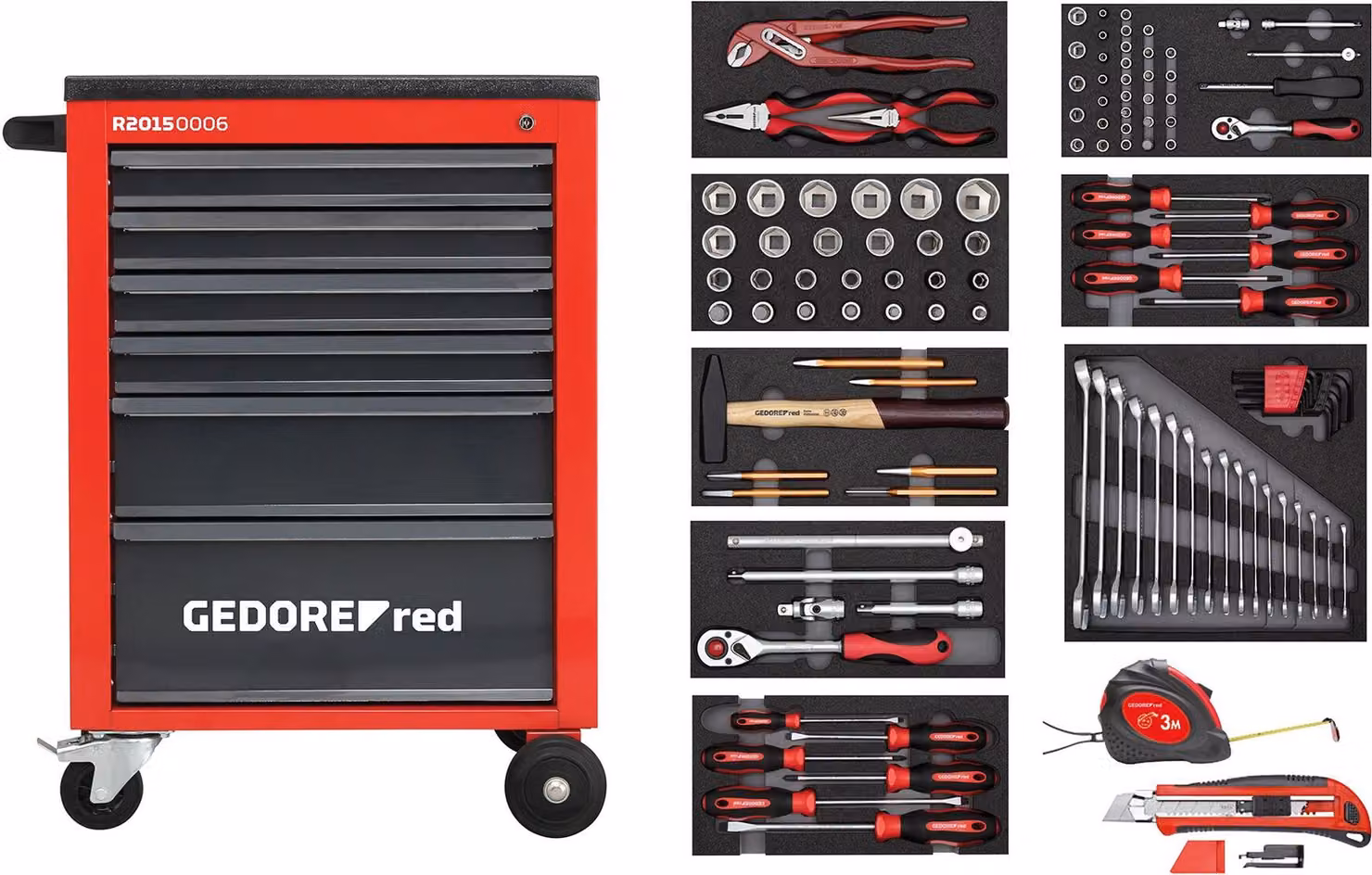 GEDORE rosso R21560001 Set di utensili in carrello da officina MECHANIC rosso 119 pezzi, 3301667