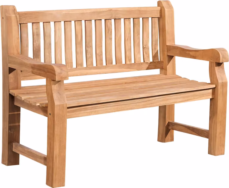 CLP, panca da giardino in teak Jackson V2, con schienale, resistente agli agenti atmosferici, stabile e massiccia | Colore: teak | Dimensioni: 120 cm