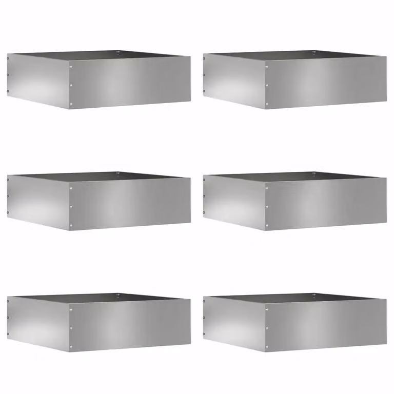 Set di 6 bordure per prato vidaXL in acciaio zincato argento, L/P/H: 40 x 40 x 13 cm