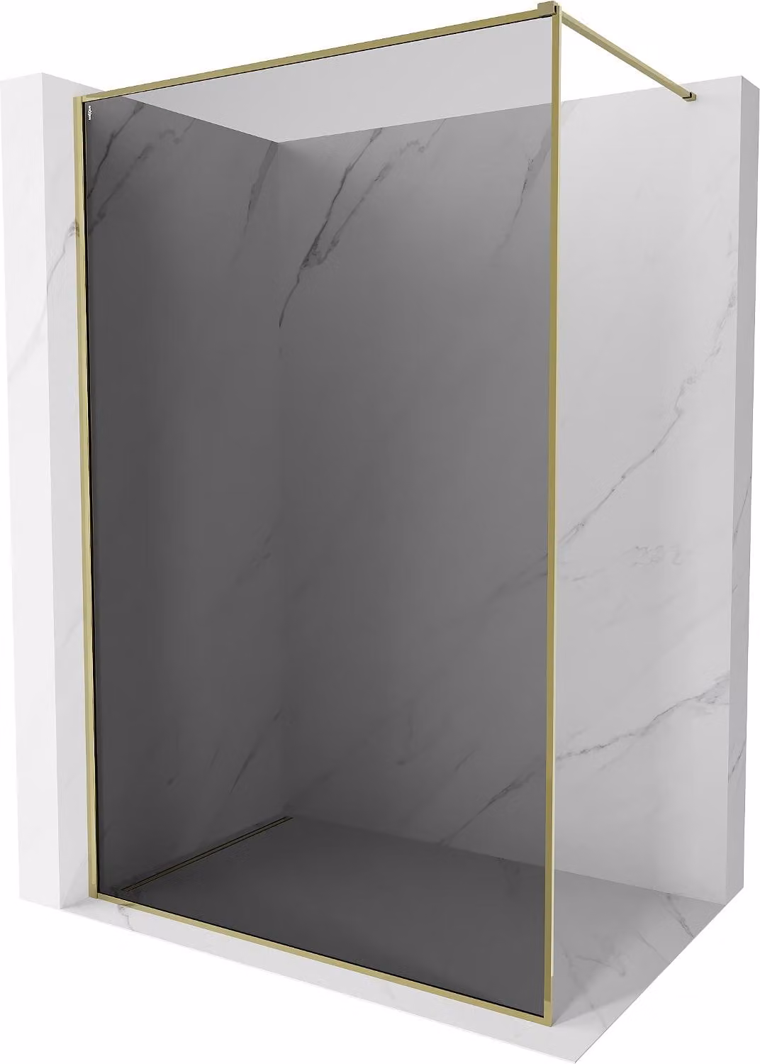 Mexen Kioto-XF parete doccia Walk-in con cornice 140 x 202 cm, grafite 10 mm, oro - 800-140-104-50-40-X