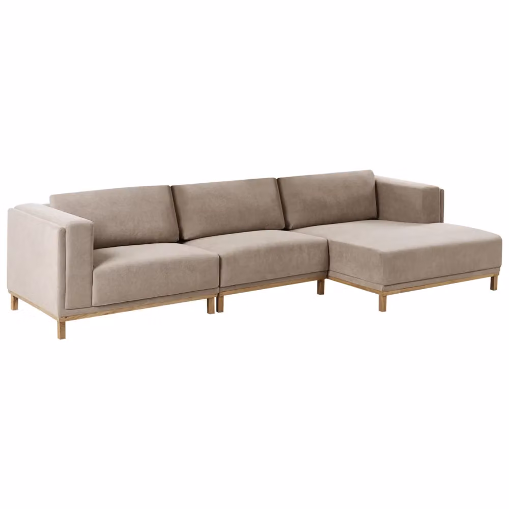 Divano angolare BELIANI in tessuto beige con gambe in legno per soggiorno in stile moderno L/P/H: 347 x 156 x 84 cm – 2