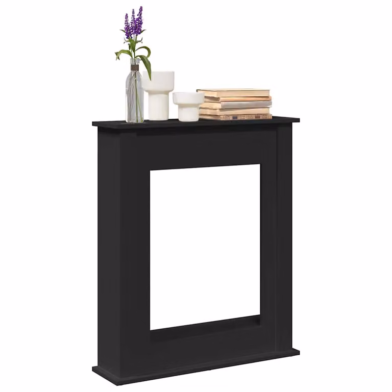 Cornice per Camino Moderna vidaXL in Truciolato Nera L: 75 cm, P: 20 cm, H: 87,5 cm